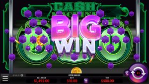 Big win screen in Cash Machine slot showing a $500 payout.