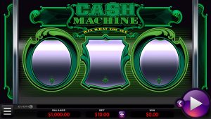 Cash Machine online slot base game with three reels and Win What You See design.