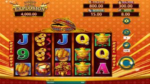 Dancing Drums Explosion base game showing the five-reel layout and 243 ways to win.