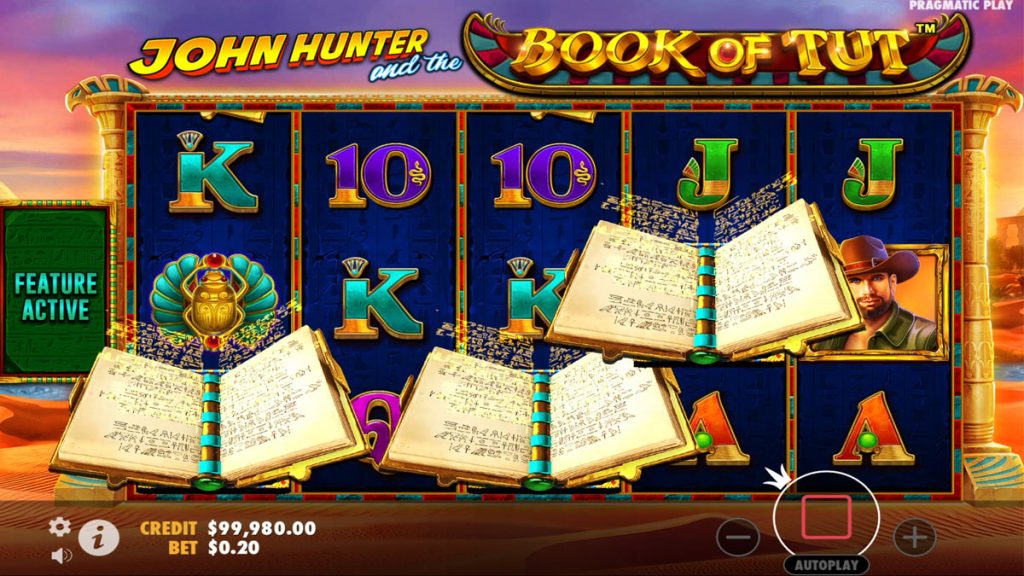 John Hunter and The Book of Tut with bonus trigger visible