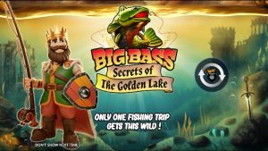 Big Bass Secrets of the Golden Lake title screen featuring the king fisherman and the Golden Lake theme.