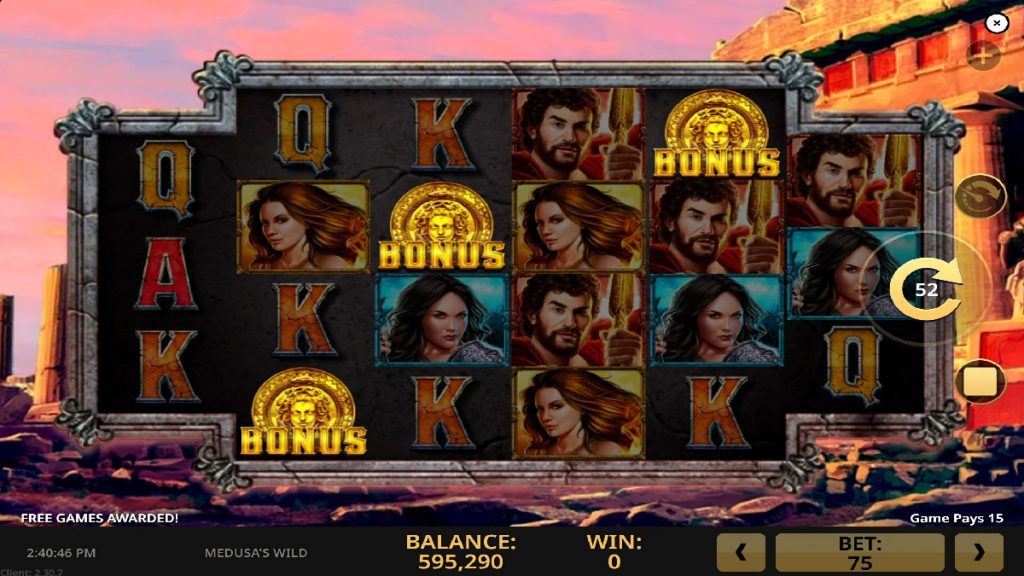 Medusa's Wild Bonus Trigger Visible

