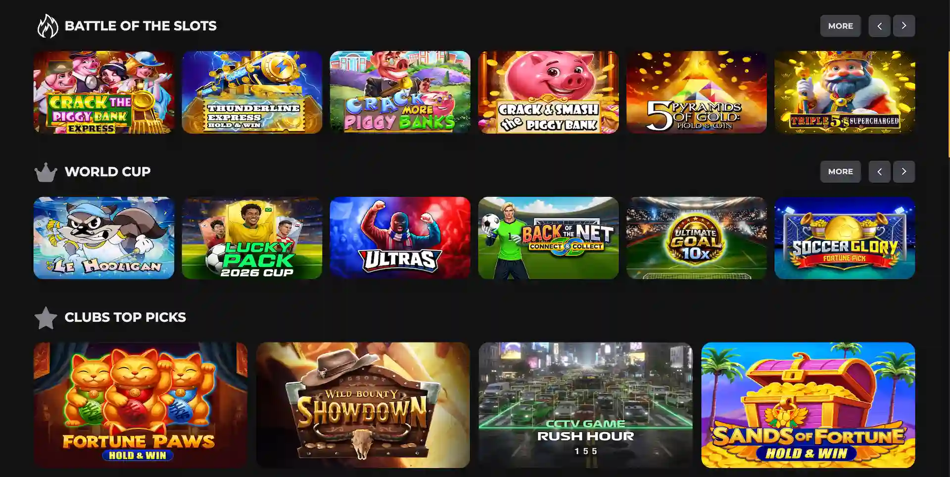 clubs casino game library