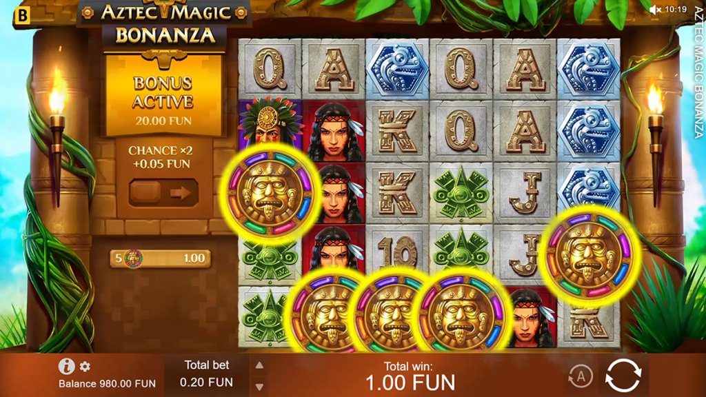 Aztec Magic Bonanza slot bonus triggers