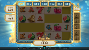 Bill & Coin Mega Win during the bonus feature with an active multiplier ladder and cascading wins.