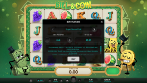Bill & Coin bonus selection screen showing the Coin Track, Multiplier Ladder, and Sure Win bonus options