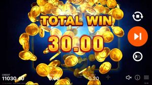Coin Strike Hold and Win Total Win screen after completing a successful bonus round.