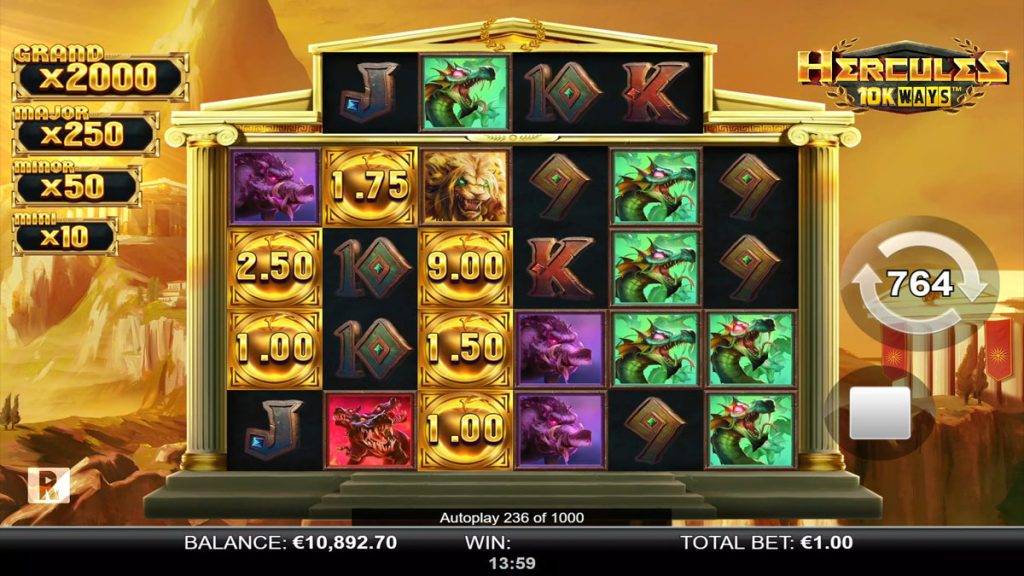 Hercules 10k Ways bonus trigger visible