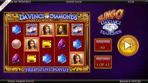 slingo da vinci diamonds during bonus