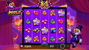 Donny Dough bonus trigger with scatter symbols landing to activate the free spins feature.
