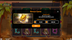 Book Of Wealth 2 Bonus Buy feature allowing players to trigger the free spins round instantly.