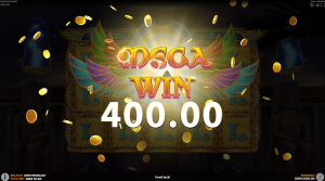 Book Of Wealth Mega Win screen showing a large payout during gameplay