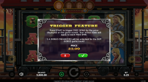 Cash Express bonus buy screen offering direct access to the free spins feature.