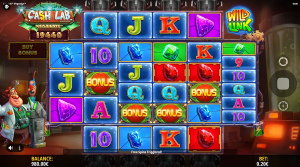 Cash Lab Megaways reels displaying four Bonus symbols to trigger the free spins feature.