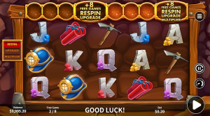 Cash Mine free spins round with the upgrade meter and bonus progression.
