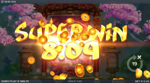 Big win animation in Chi after a successful bonus payout.