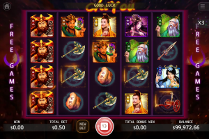 Chi You Free Games bonus round with the 3x multiplier active.