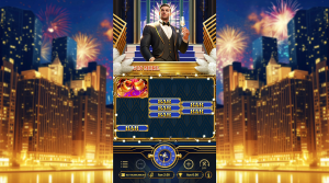 Countdown to Fortune base game showing the classic 3x3 reels with stacked wilds and casino-themed symbols.