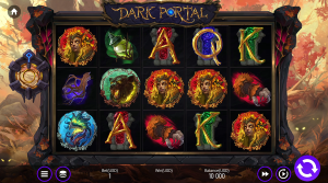Dark Portal base game showing the fantasy-themed reels, magical symbols, and enchanted forest backdrop.