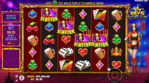 Devil Joker scatter symbols landing across the reels to trigger the free spins bonus feature.