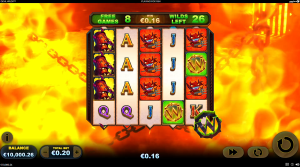 Devil Wilds Inferno Free Spins in progress with expanding wilds and accumulated wild counters.