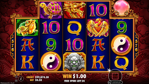 5 Lions free spins bonus featuring Yin Yang scatters and multiplier gameplay