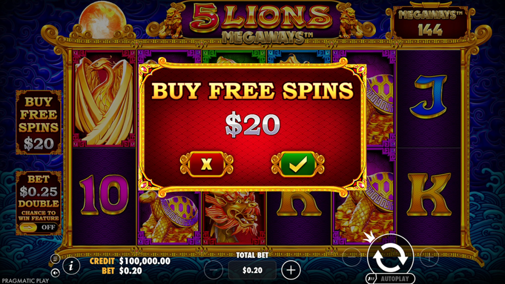 5 Lions Megaways Buy Free Spins feature
