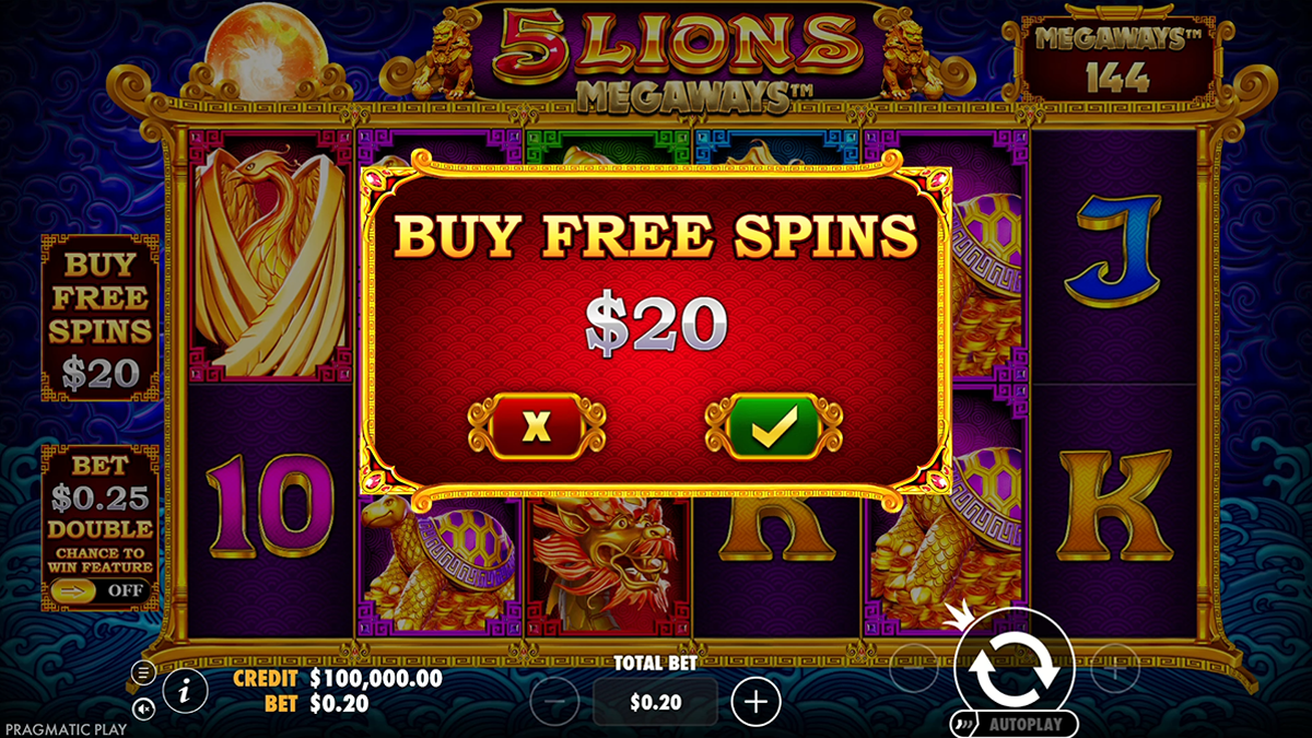 5 Lions Megaways Buy Free Spins feature