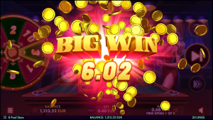 8 Pool Stars Big Win screen during the free spins bonus