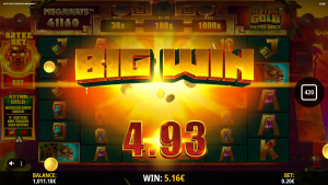 Big win screen in the Aztec Gold Extra Gold Megaways slot demo