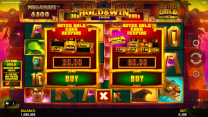 Aztec Gold Extra Gold Megaways bonus buy options for Cash Respins