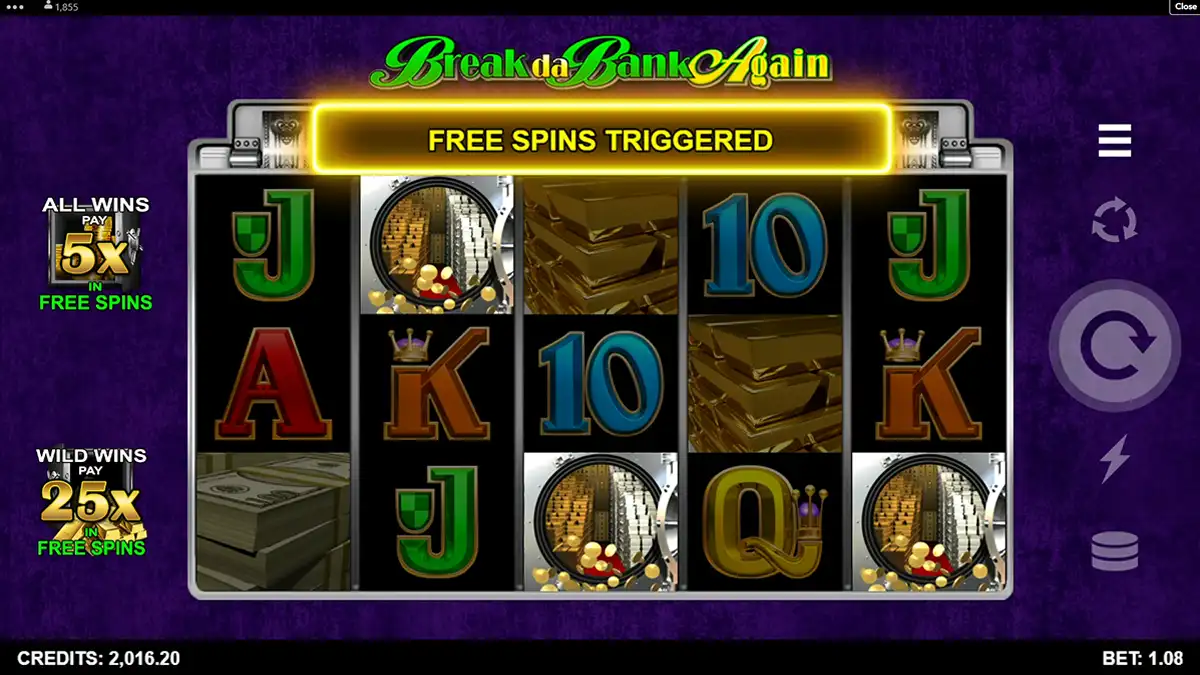 break da bank again bonus trigger visible