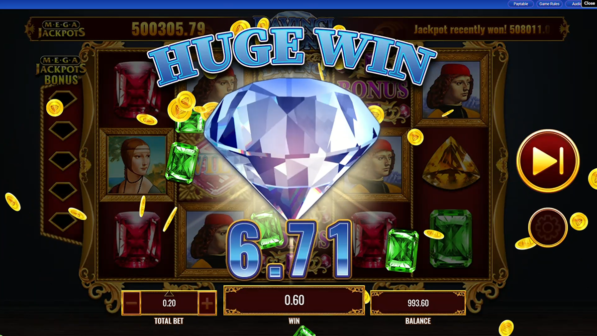 Da vinci diamonds megajackpots big win