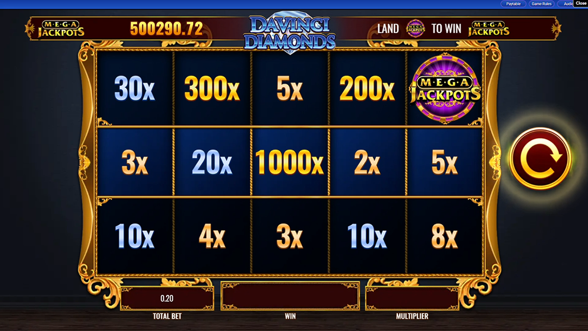 Da vinci diamonds megajackpots bonus