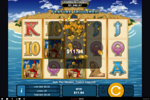 Achilles Big Win screen showing an $11.94 payout during the feature bonus sequence