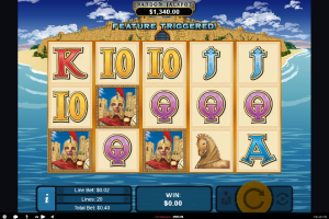 Achilles bonus feature triggered after landing scatter symbols to start the free spins round