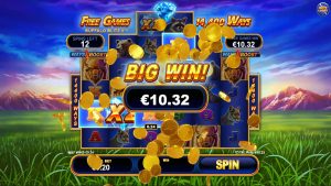 Buffalo Blitz 2 Big Win screen during the Ways Boost Free Games bonus with a winning payout celebration.