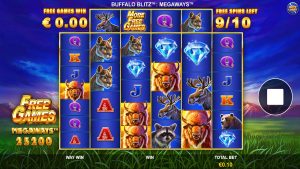 Buffalo Blitz 2 free spins bonus with expanded reels, stacked Buffalo symbols, and retrigger opportunities.