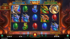 Dragon Winds free spins feature triggered after landing three medallion scatter symbols on the reels.