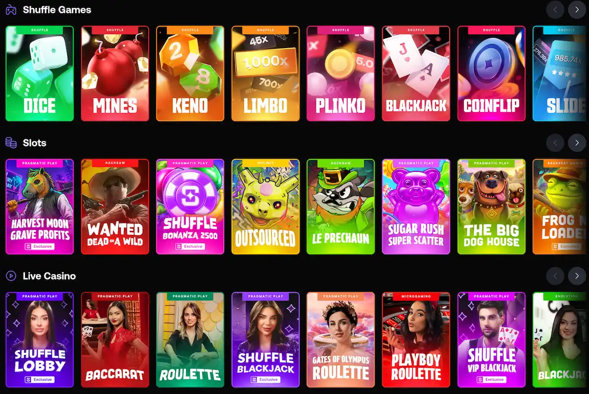 shuffle casino game library