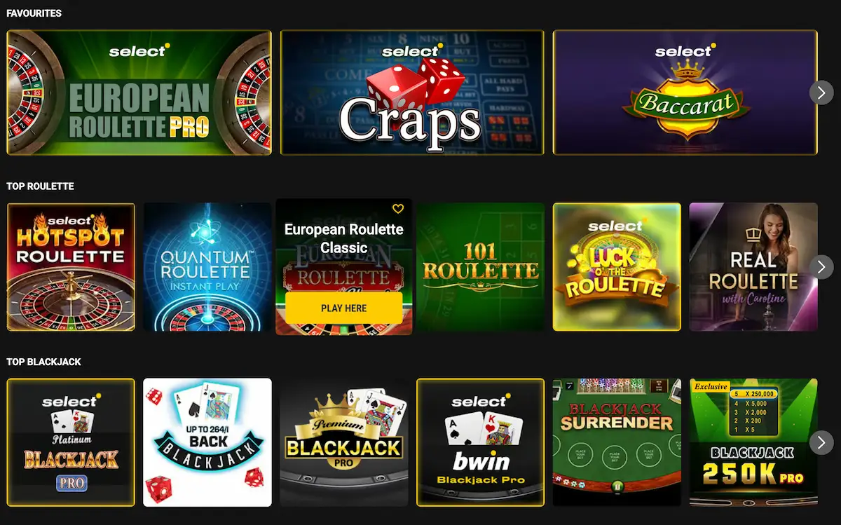 bwin casino table games