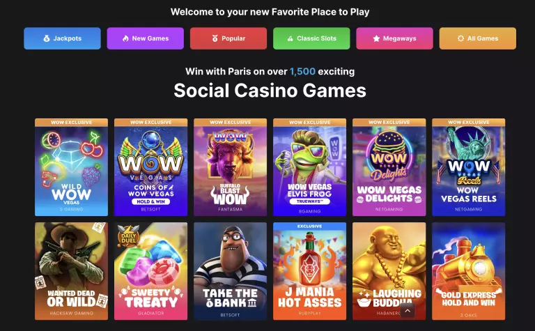 Wow Vegas - Screenshot with top games display.