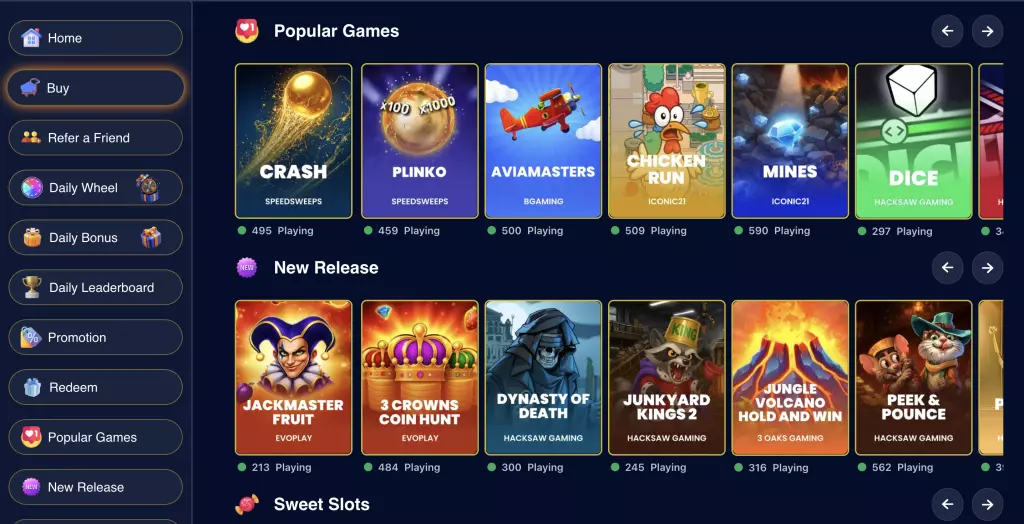 Speed Sweeps - Banner with happy casino characters.
