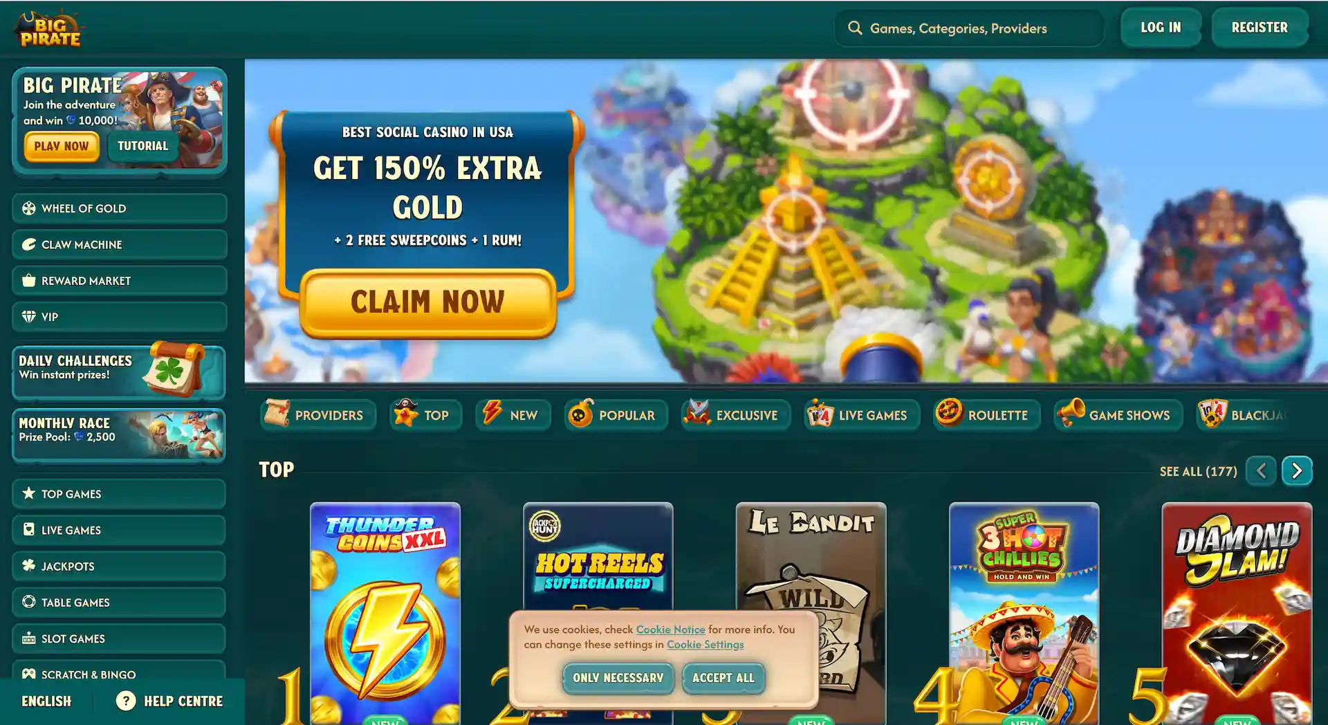 big pirate sweepstakes casino lobby