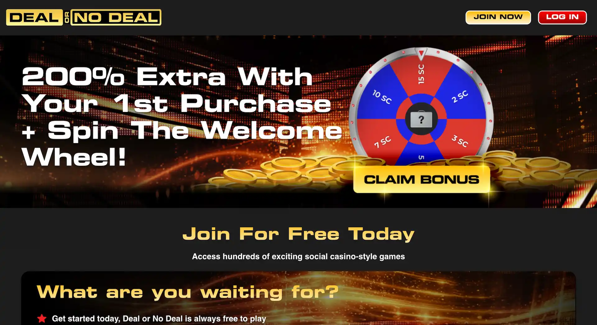 dealornodealwin sweepstakes casino lobby