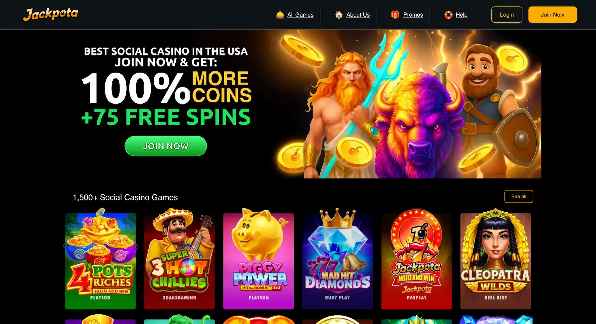 jackpota sweepstakes casino lobby
