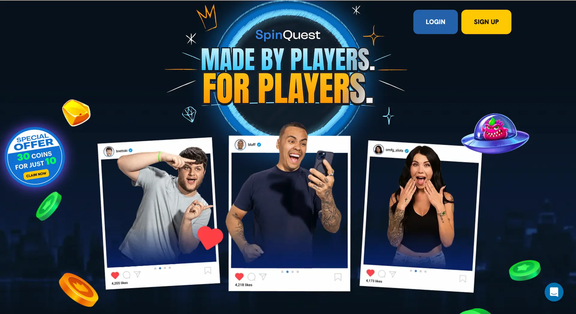 spin quest sweepstakes casino lobby
