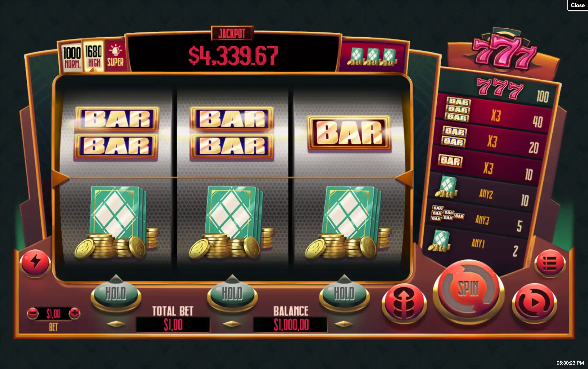 777 slot base game rtg