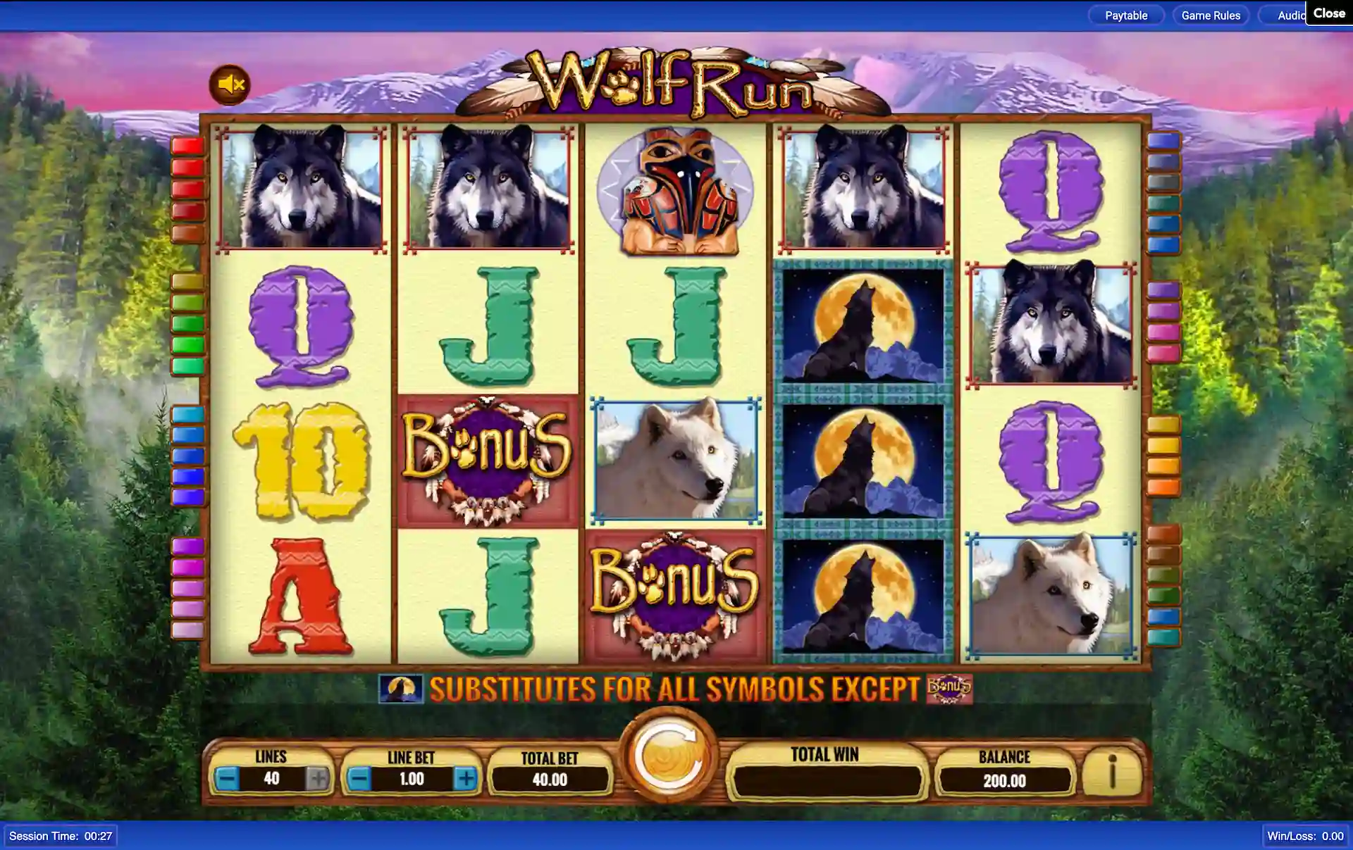 IGT wolf run slot base game