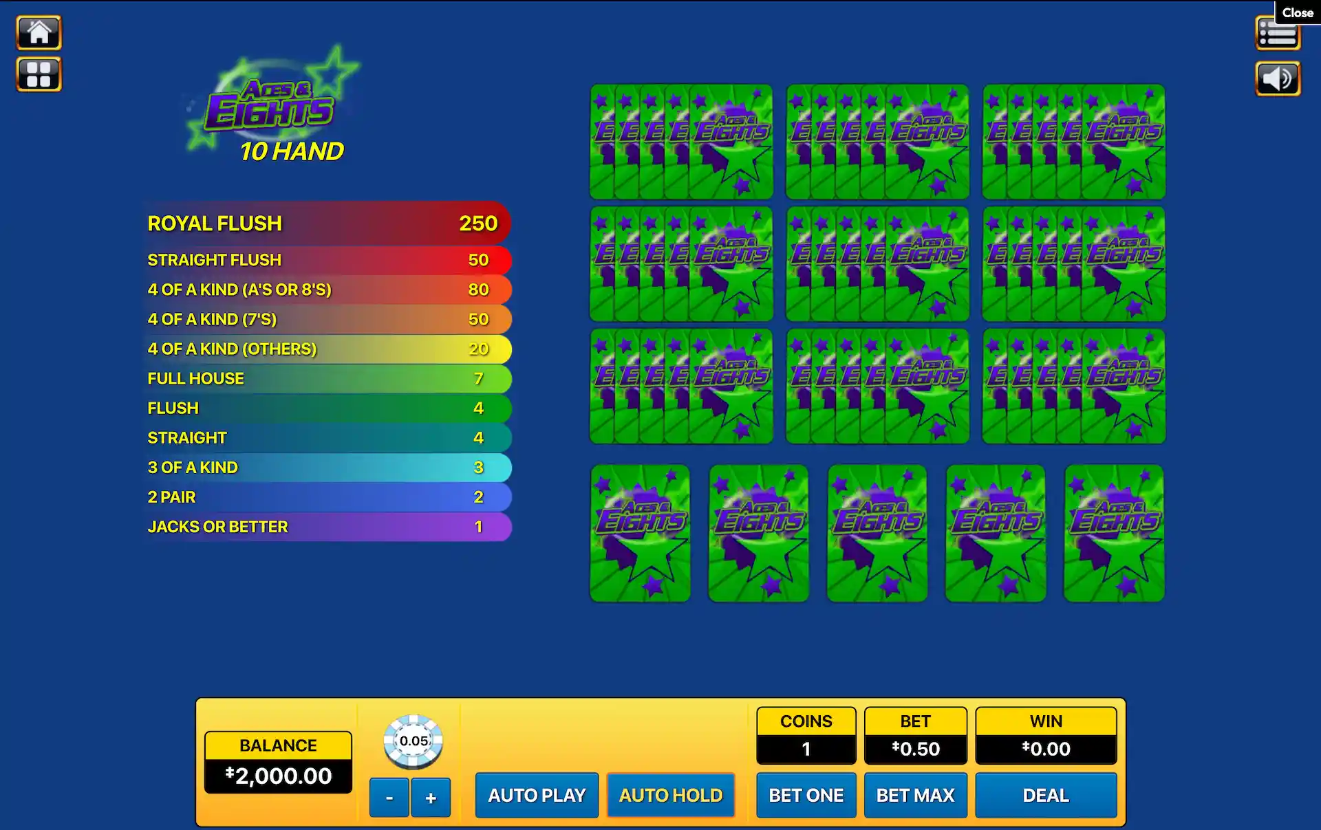 aces and eights video poker